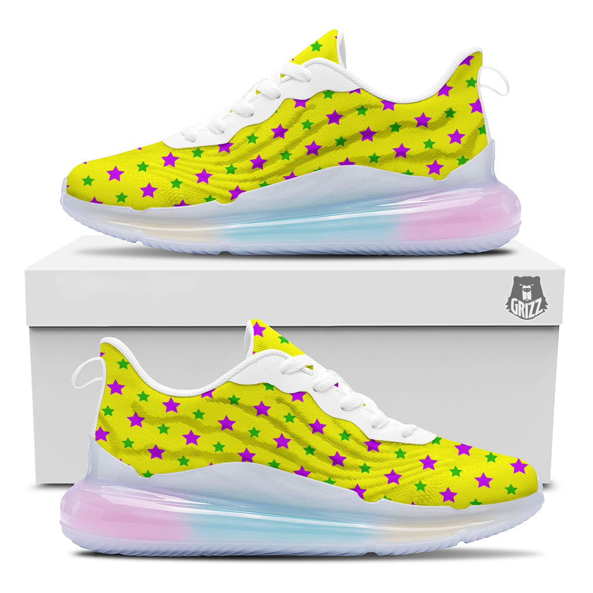 Star Mardi Gras Print Pattern Running Sneakers-grizzshop