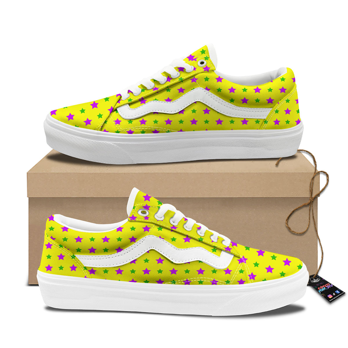 Star Mardi Gras Print Pattern Skate Shoes-grizzshop