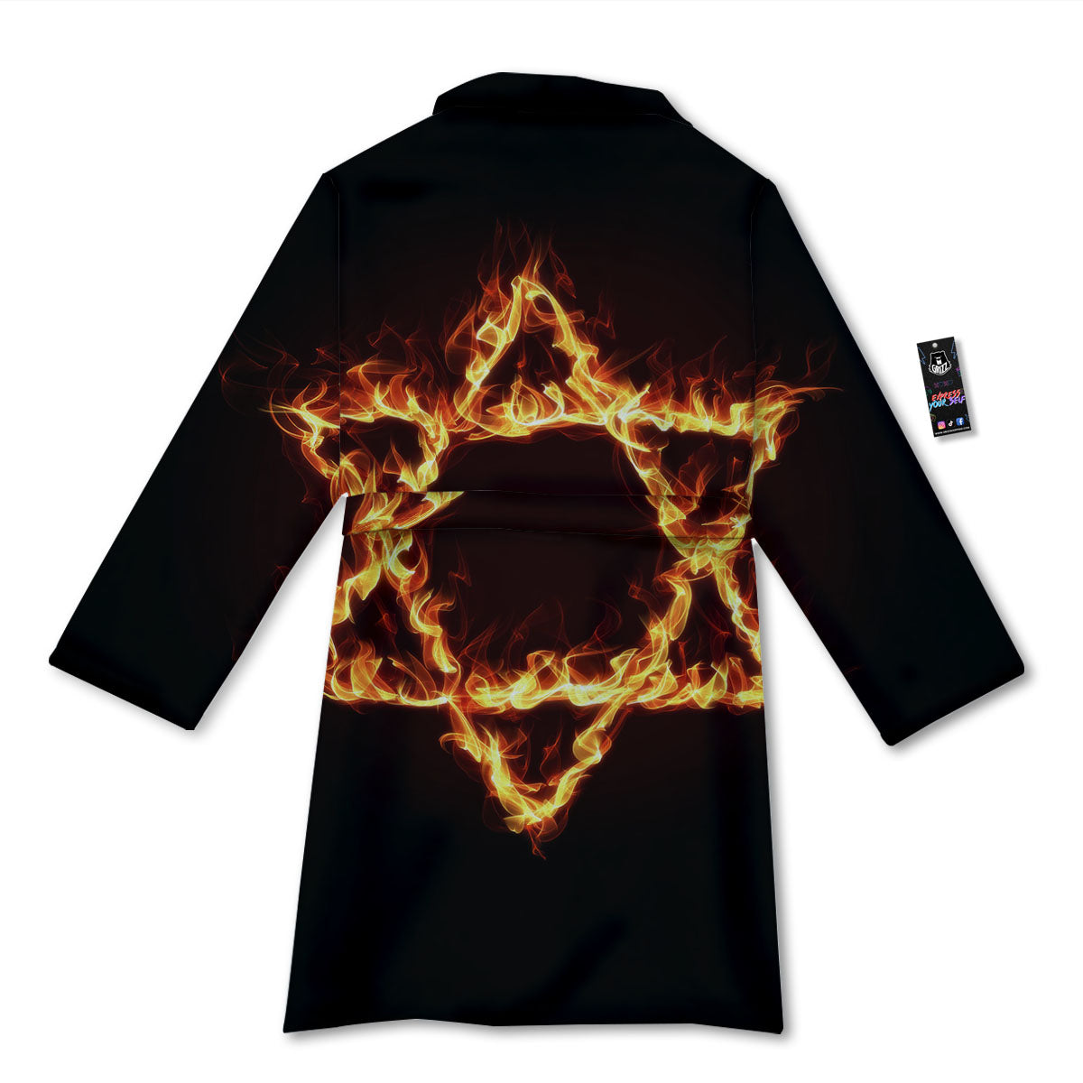 Star Of David Fiery Print Bathrobe-grizzshop