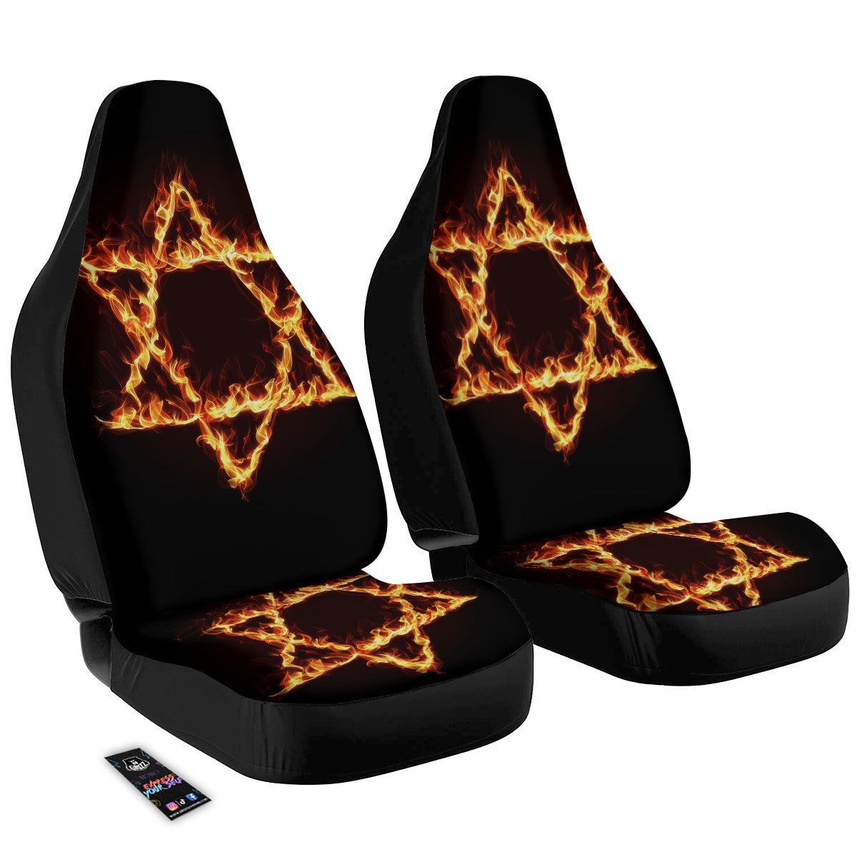 Star Of David Fiery Print Car Seat Covers-grizzshop