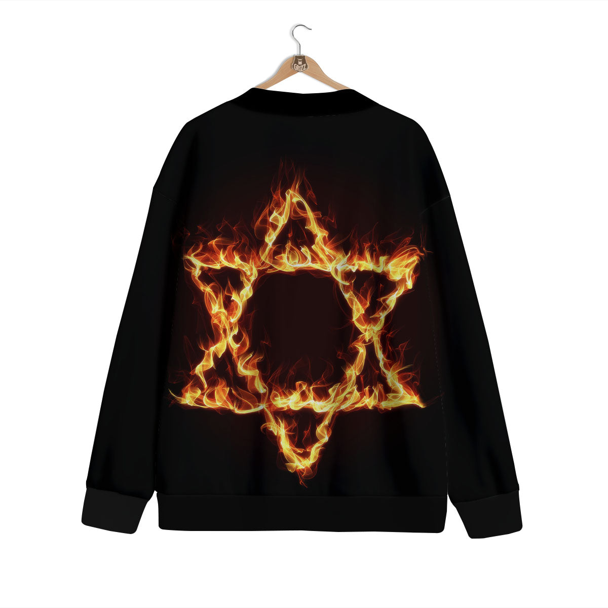 Star Of David Fiery Print Cardigan-grizzshop