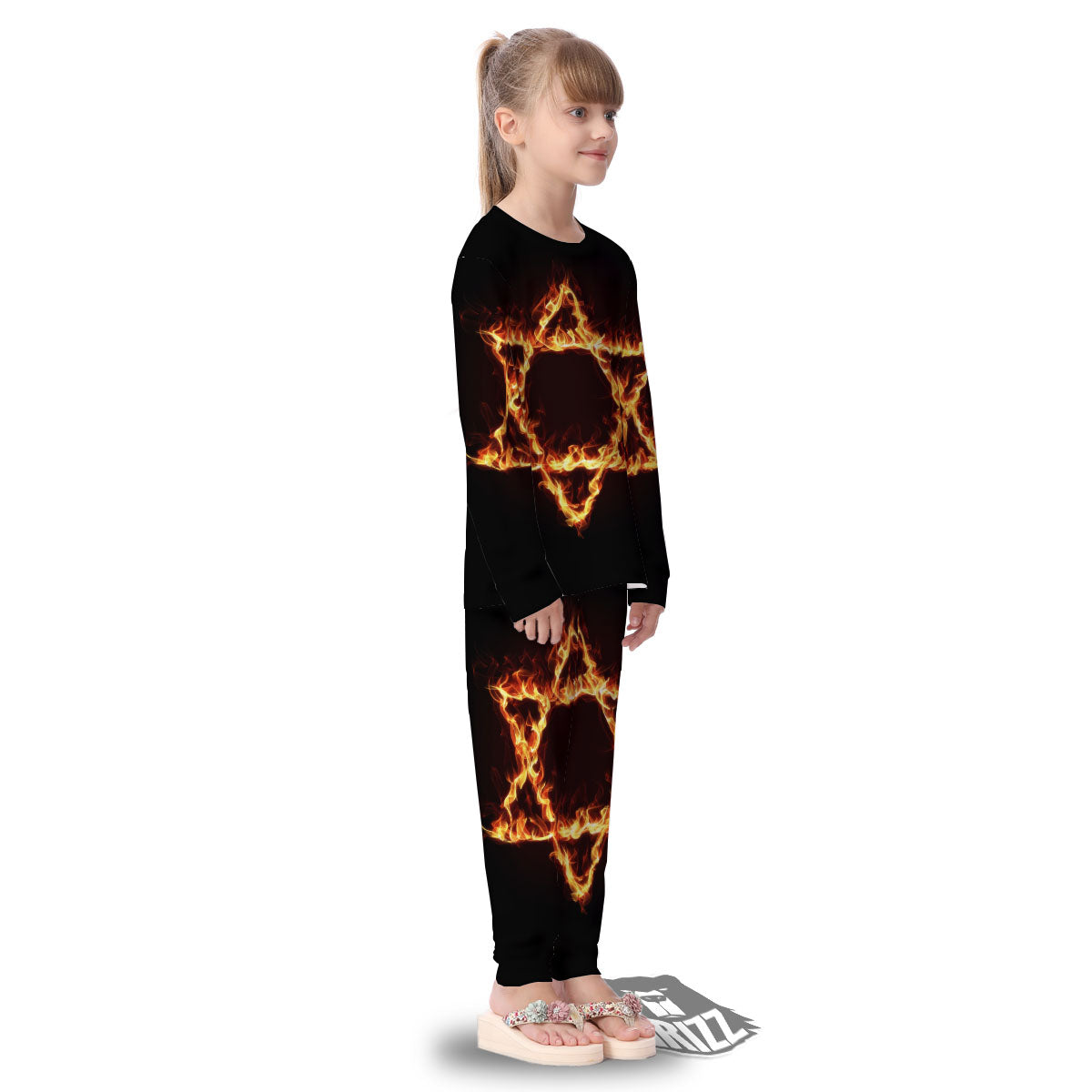 Star Of David Fiery Print Kid's Pajamas-grizzshop