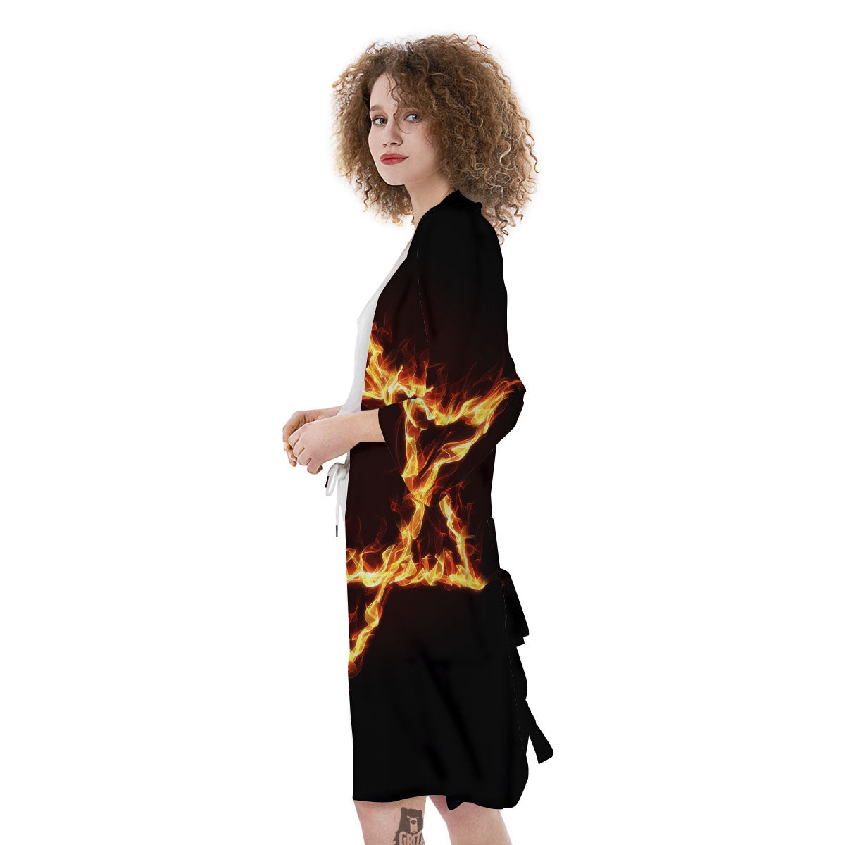 Star Of David Fiery Print Kimono-grizzshop