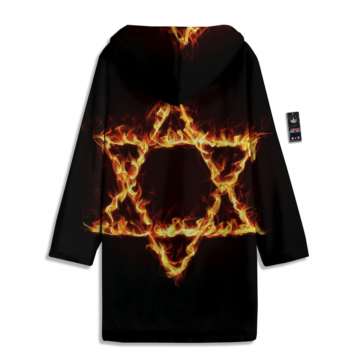 Star Of David Fiery Print Men's Windbreaker Jacket-grizzshop