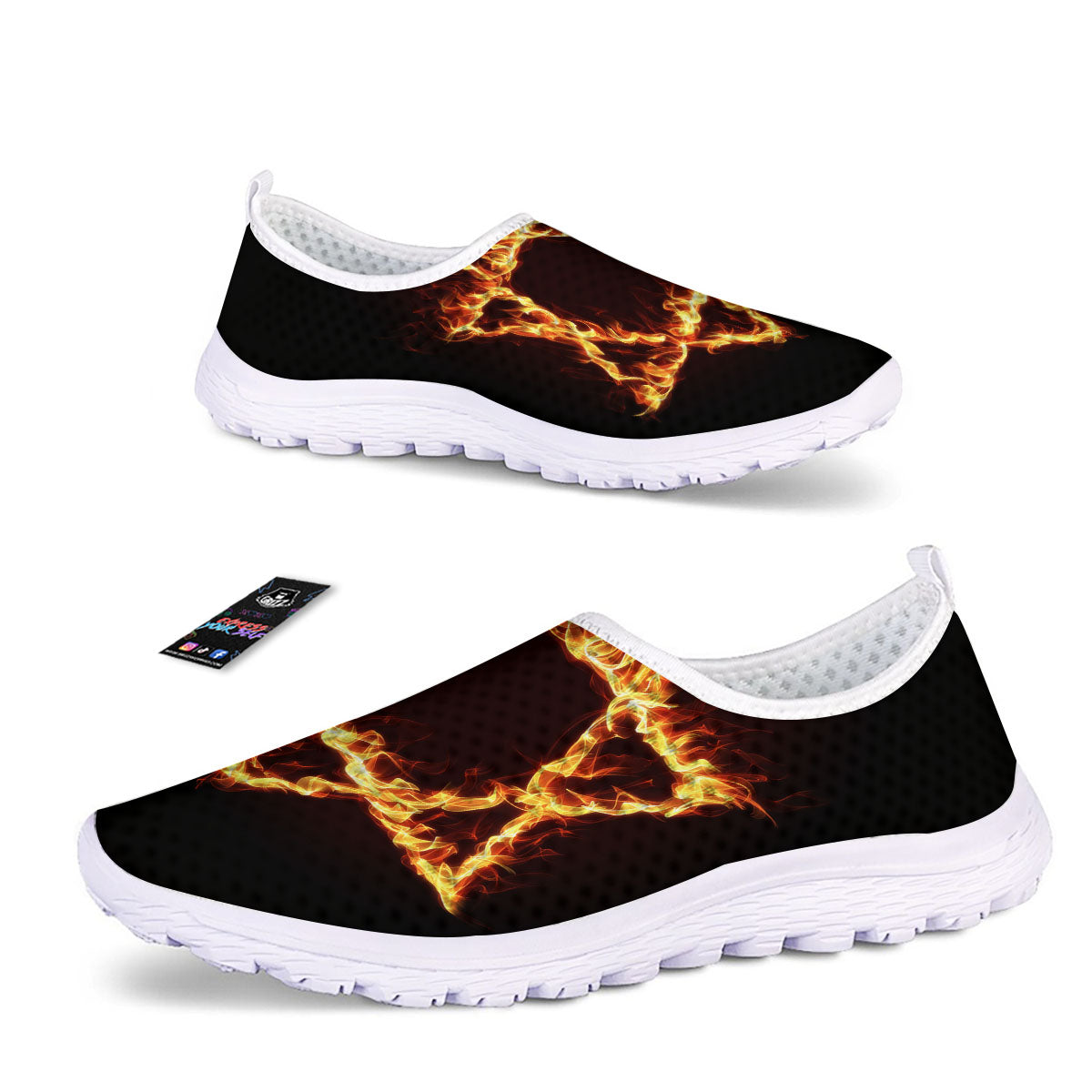 Star Of David Fiery Print Nurse Shoes-grizzshop