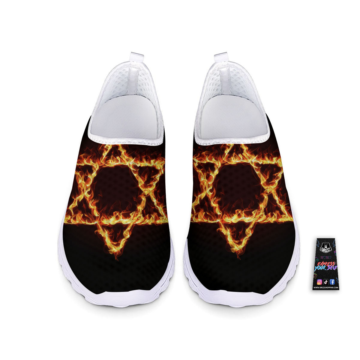 Star Of David Fiery Print Nurse Shoes-grizzshop