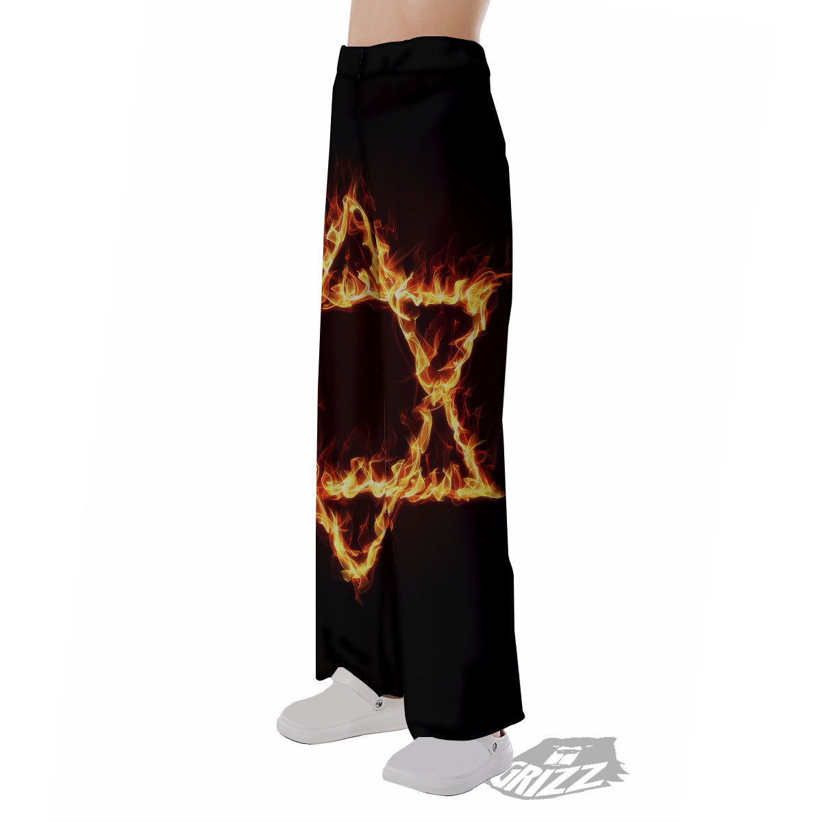 Star Of David Fiery Print Pajama Pants-grizzshop