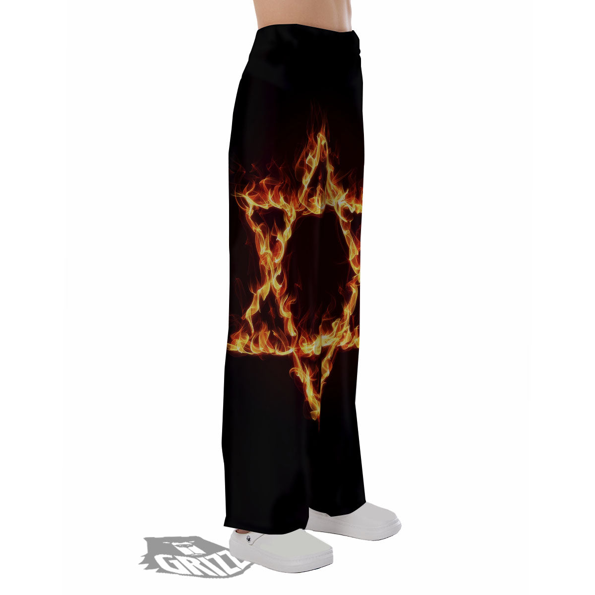 Star Of David Fiery Print Pajama Pants-grizzshop