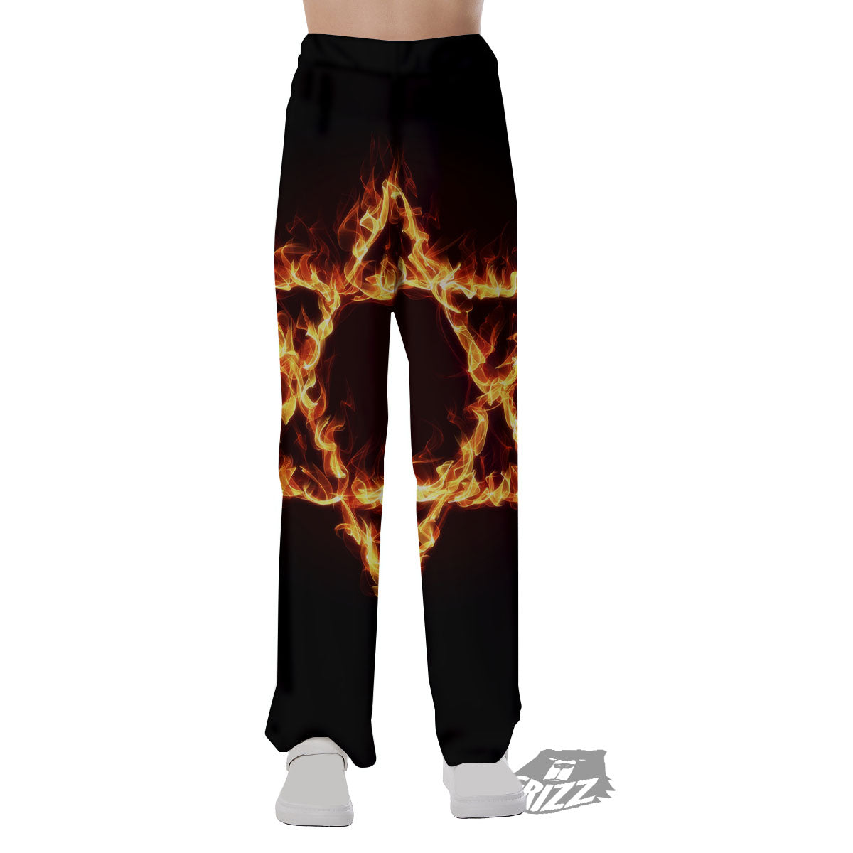 Star Of David Fiery Print Pajama Pants-grizzshop
