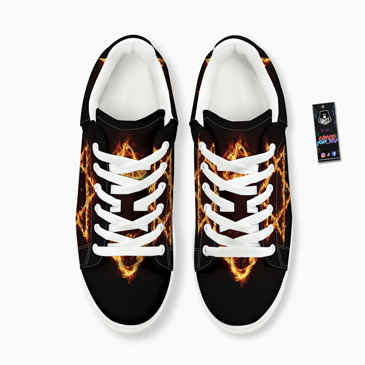 Star Of David Fiery Print Platform Shoes-grizzshop