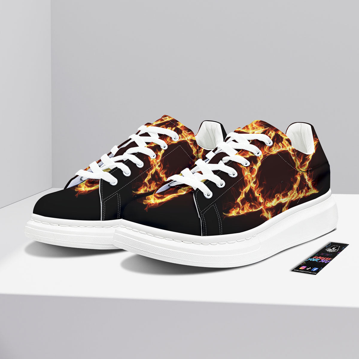 Star Of David Fiery Print Platform Shoes-grizzshop