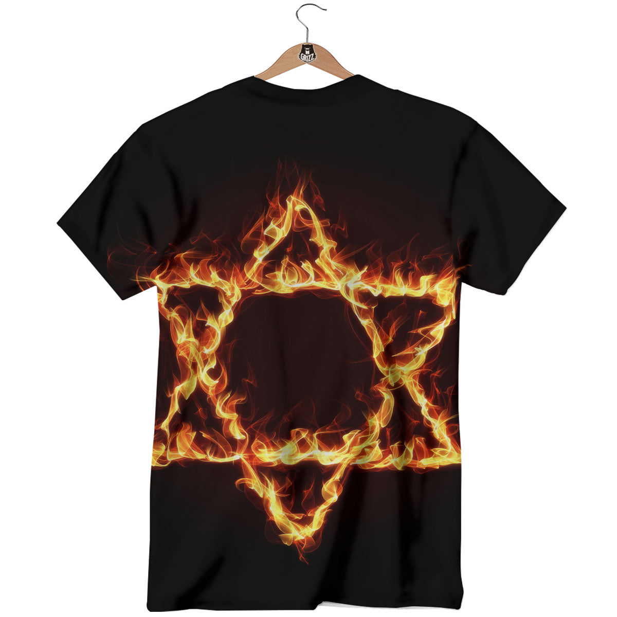 Star Of David Fiery Print T-Shirt-grizzshop