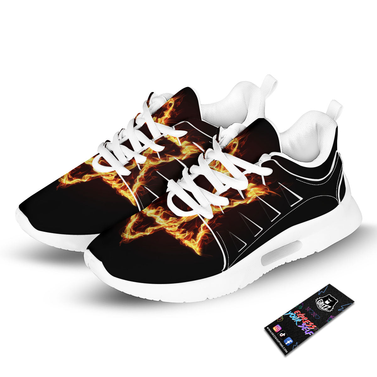 Star Of David Fiery Print Tennis Shoes-grizzshop