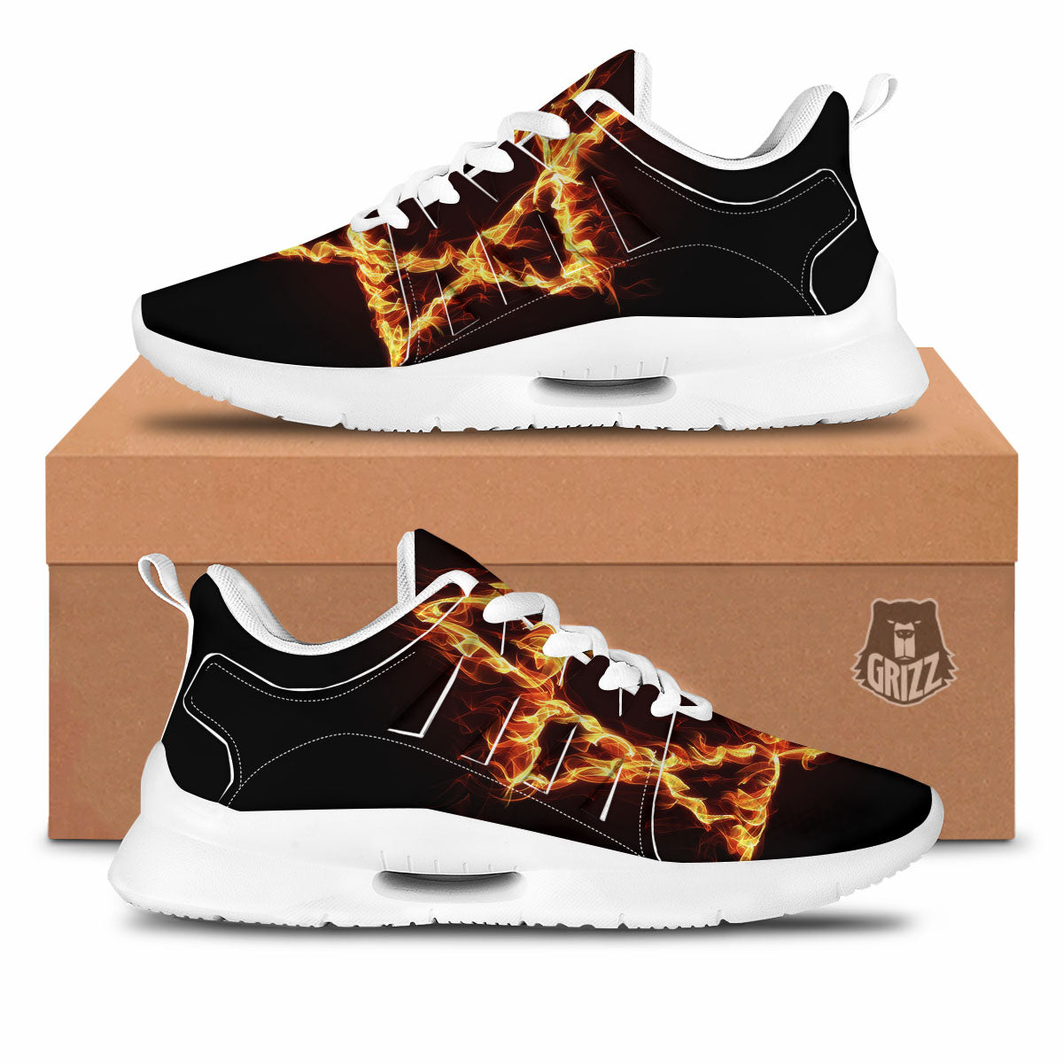 Star Of David Fiery Print Tennis Shoes-grizzshop