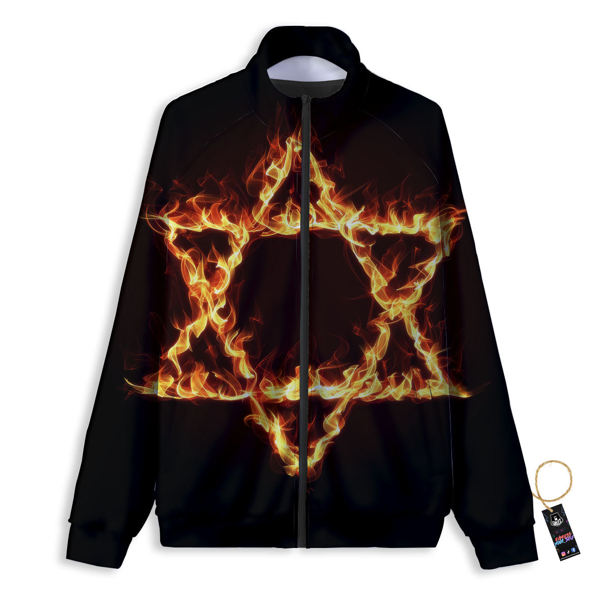 Star Of David Fiery Print Track Jacket-grizzshop