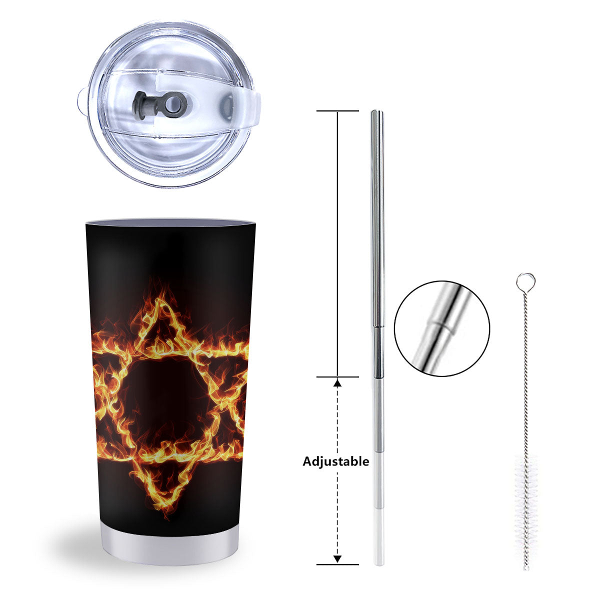 Star Of David Fiery Print Tumbler-grizzshop