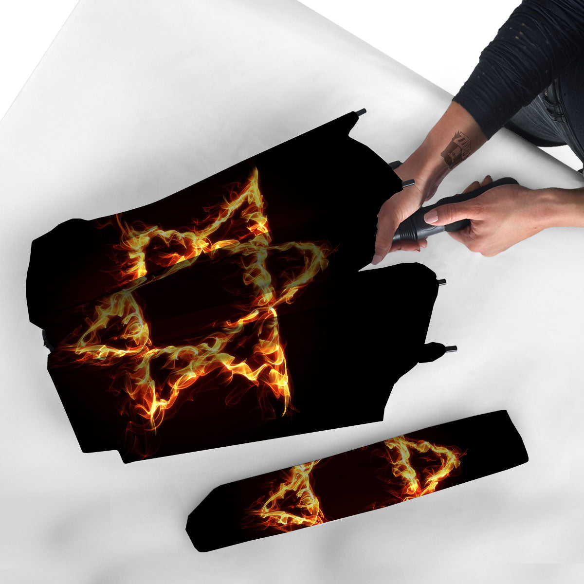 Star Of David Fiery Print Umbrella-grizzshop