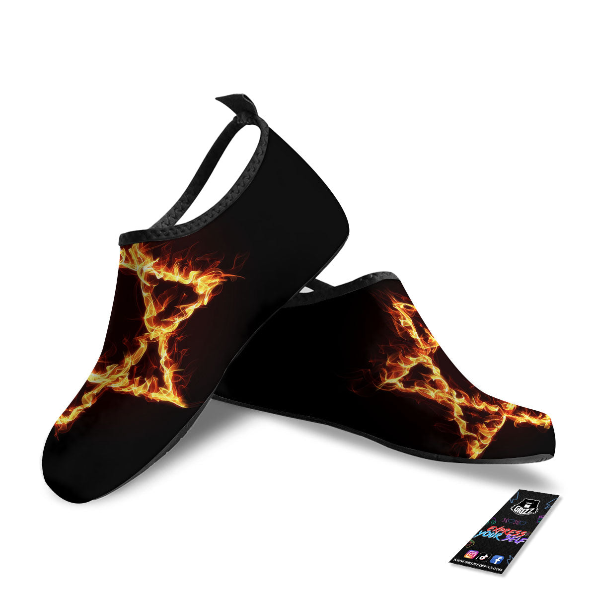 Star Of David Fiery Print Water Shoes-grizzshop