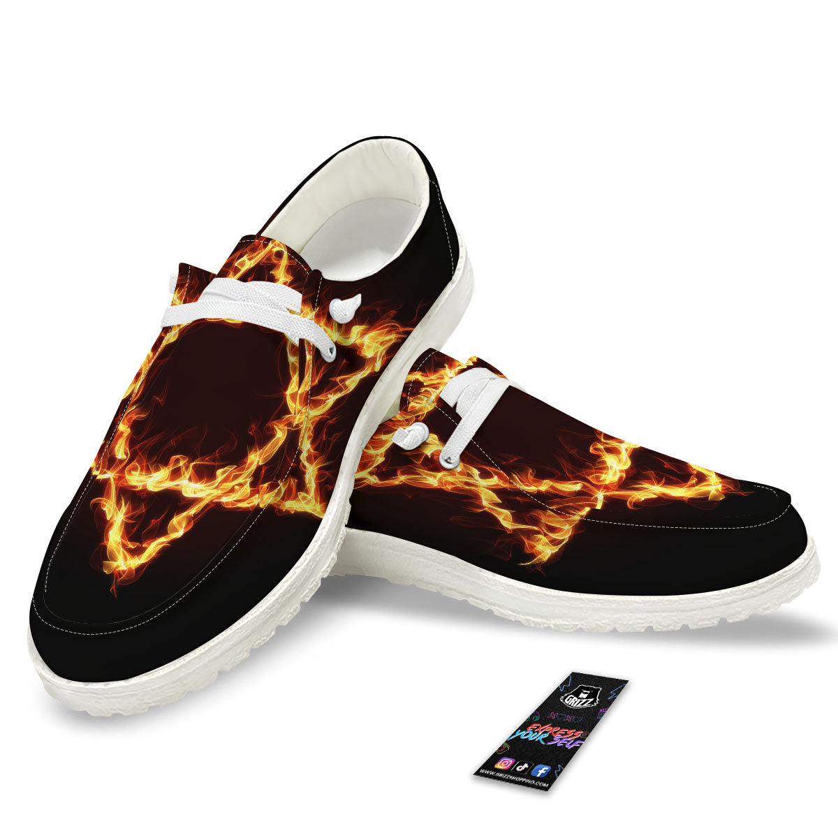 Star Of David Fiery Print White Loafers-grizzshop