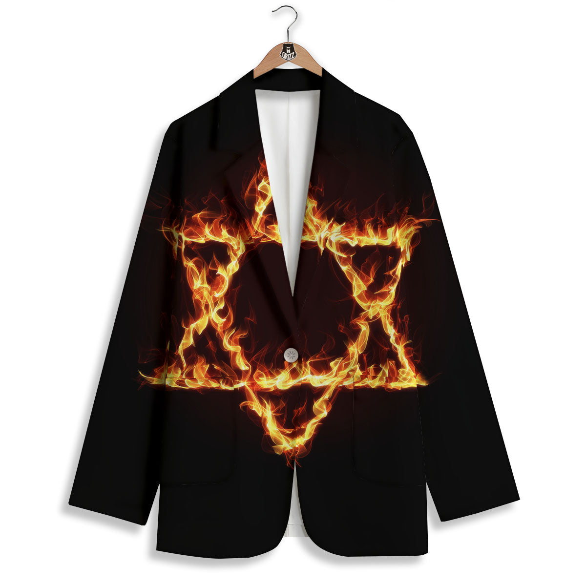 Star Of David Fiery Print Women's Blazer-grizzshop