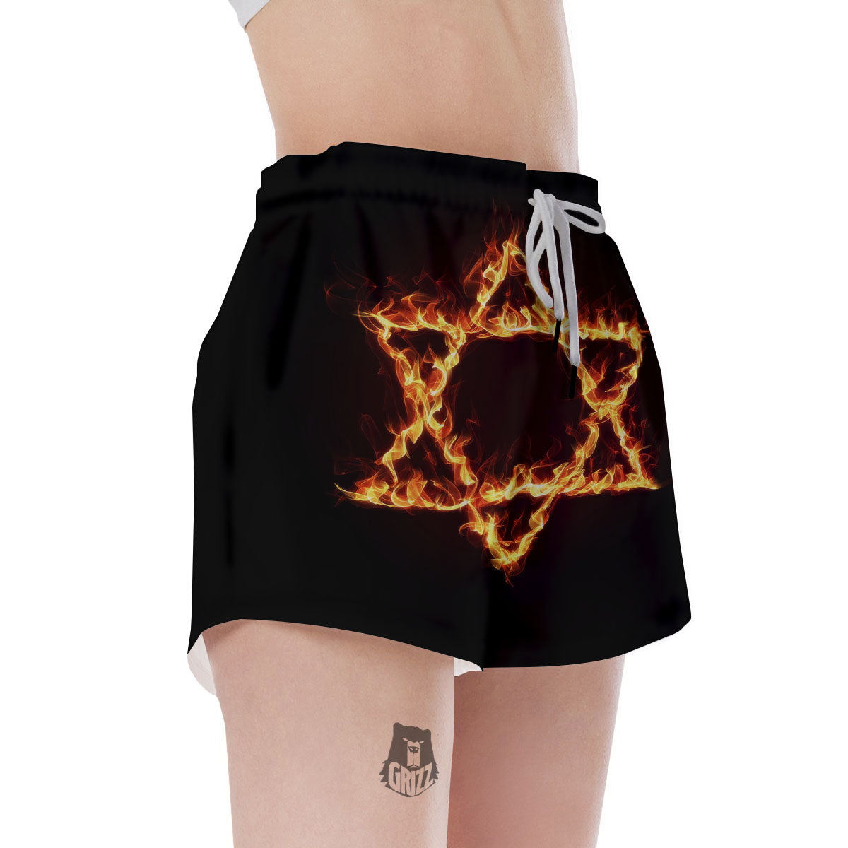 Star Of David Fiery Print Women's Shorts-grizzshop
