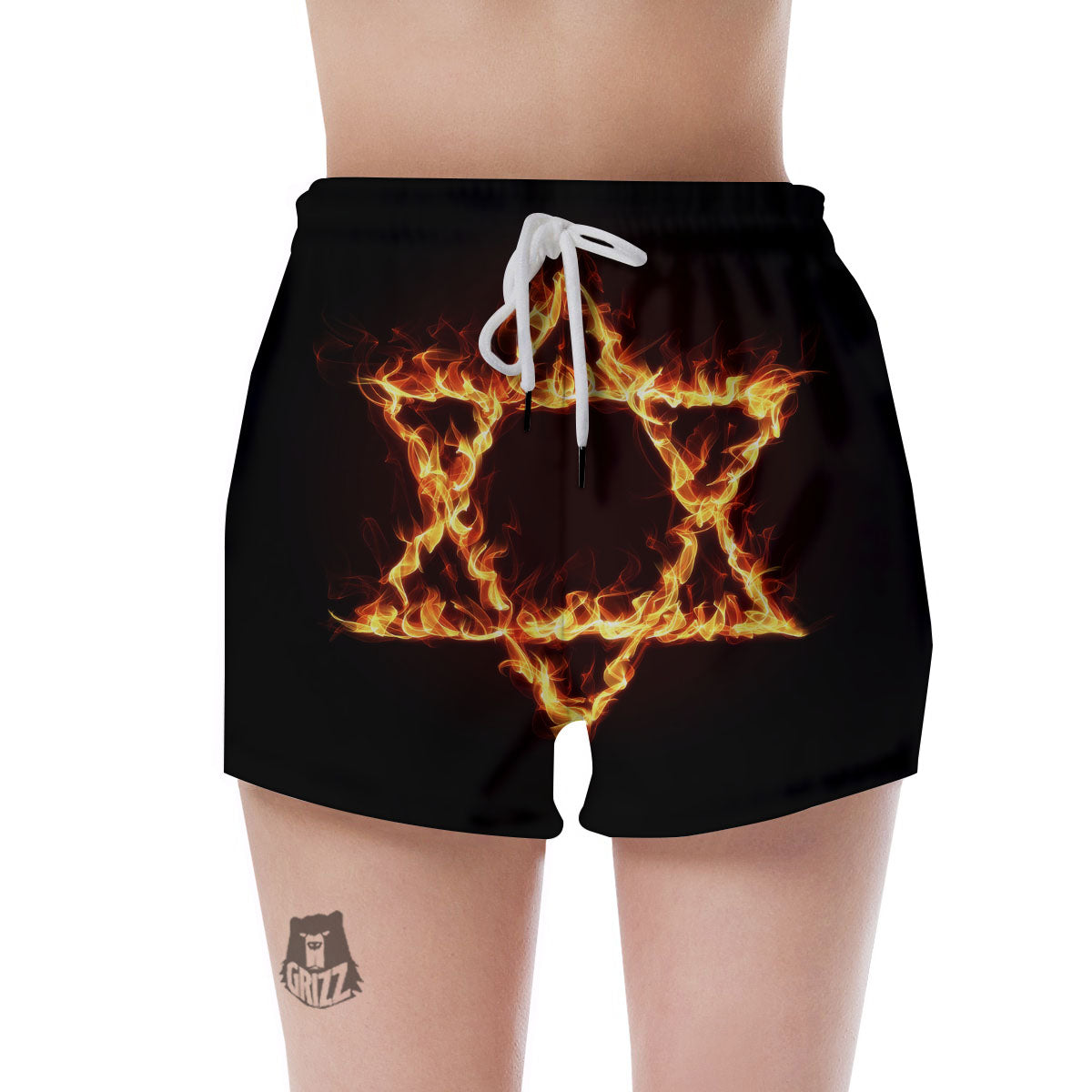Star Of David Fiery Print Women's Shorts-grizzshop