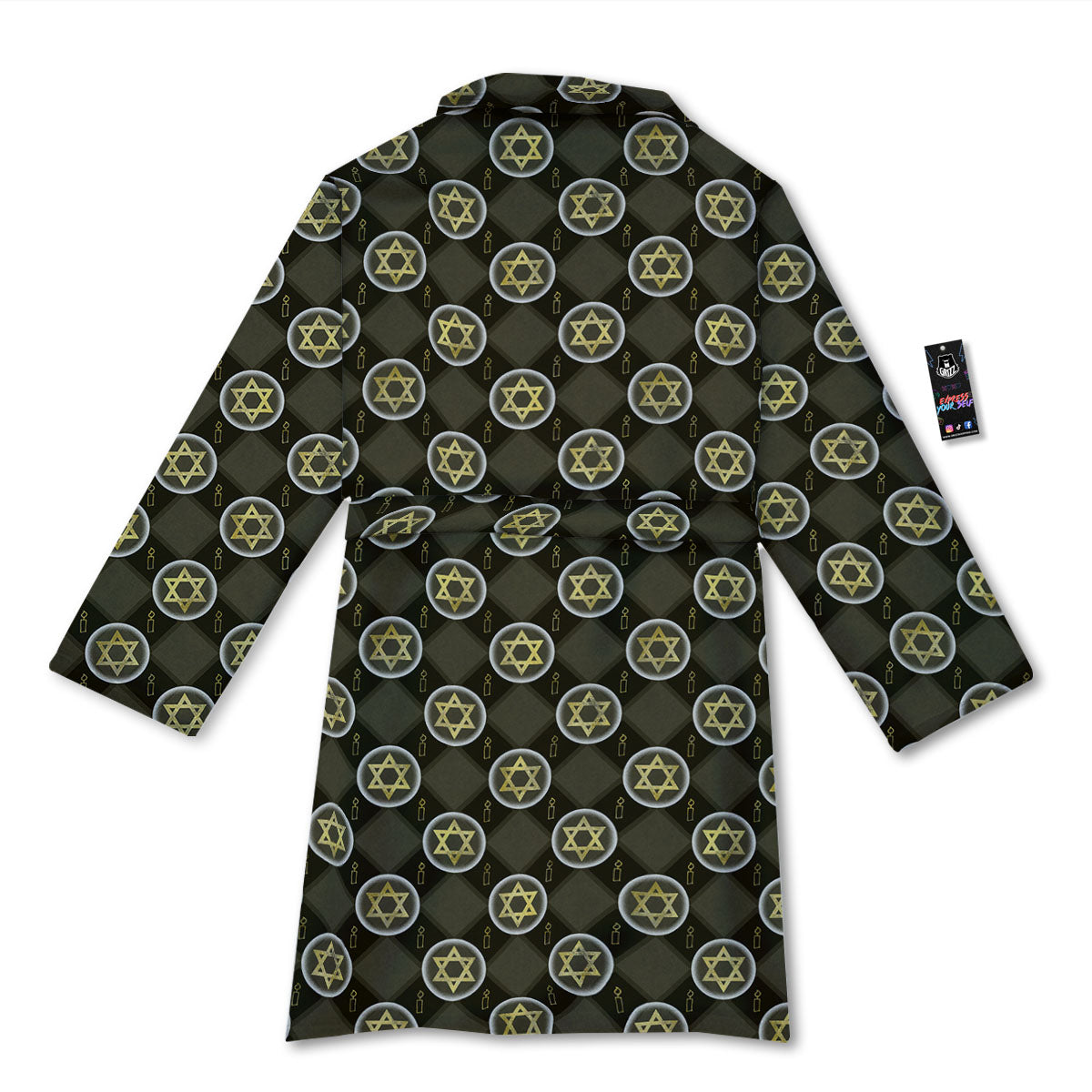 Star Of David Flaming Print Bathrobe-grizzshop
