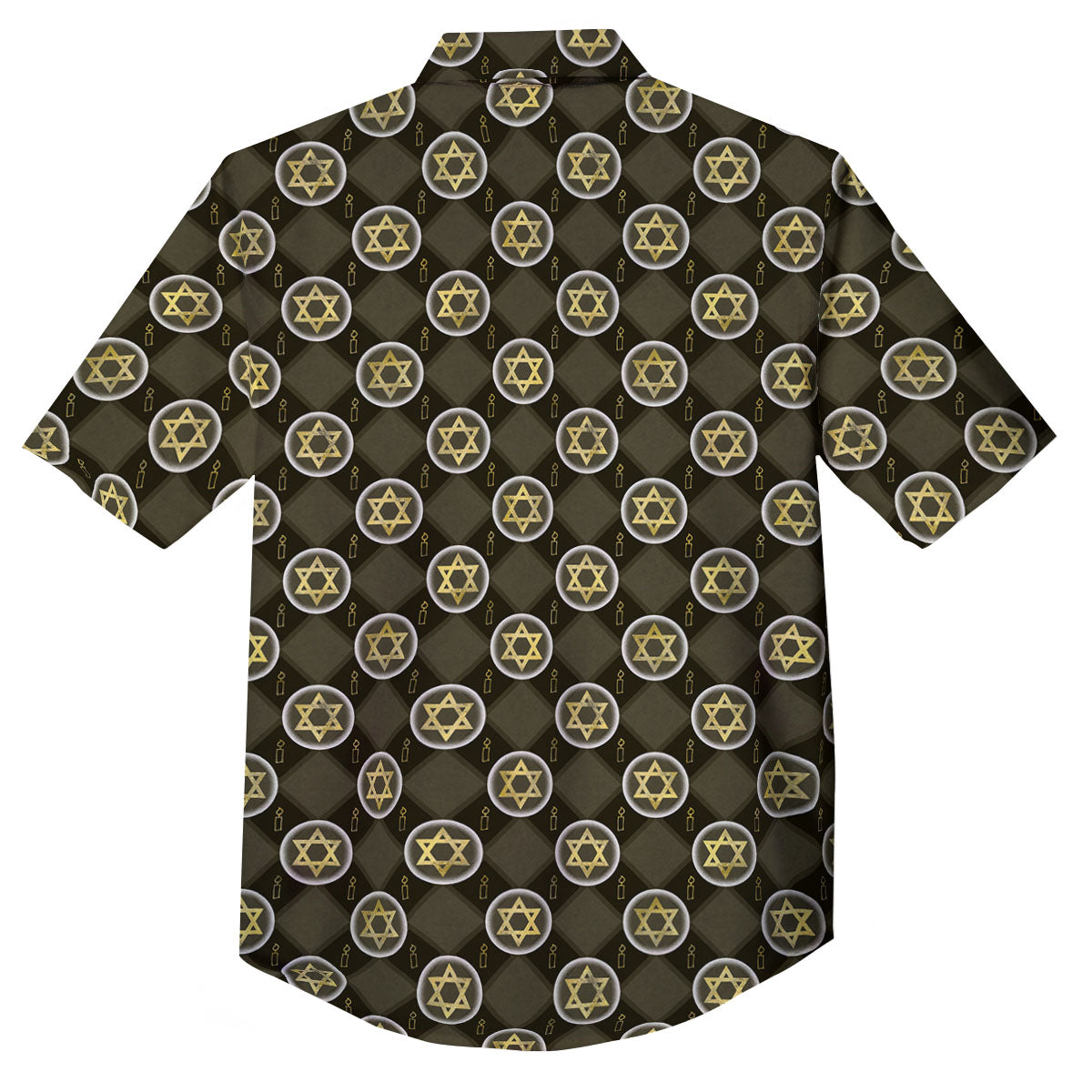 Star Of David Flaming Print Button Up Shirt-grizzshop