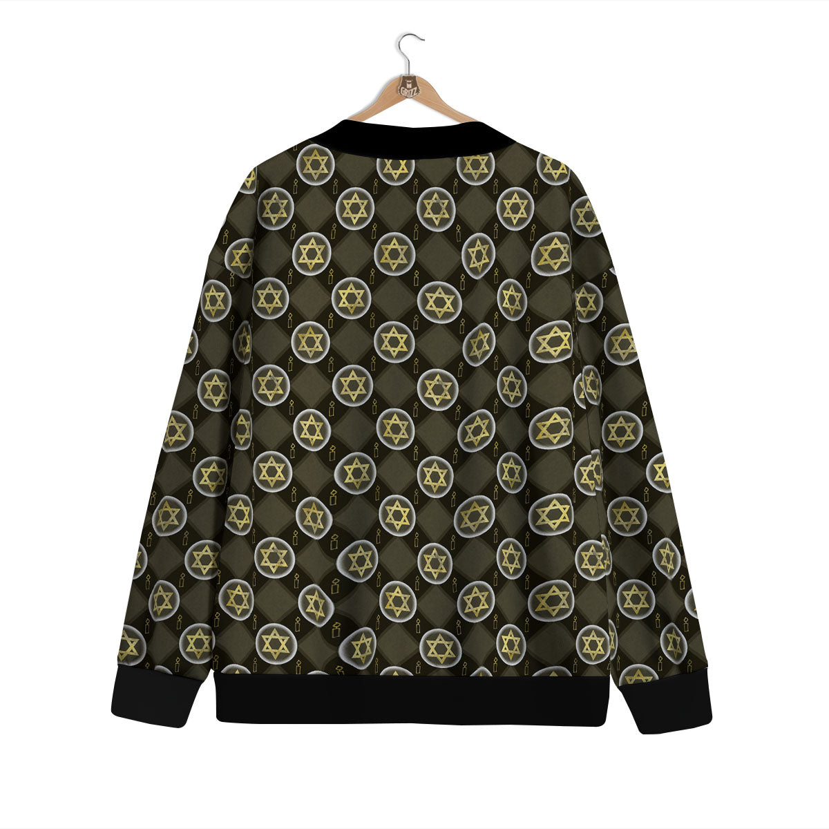 Star Of David Flaming Print Cardigan-grizzshop