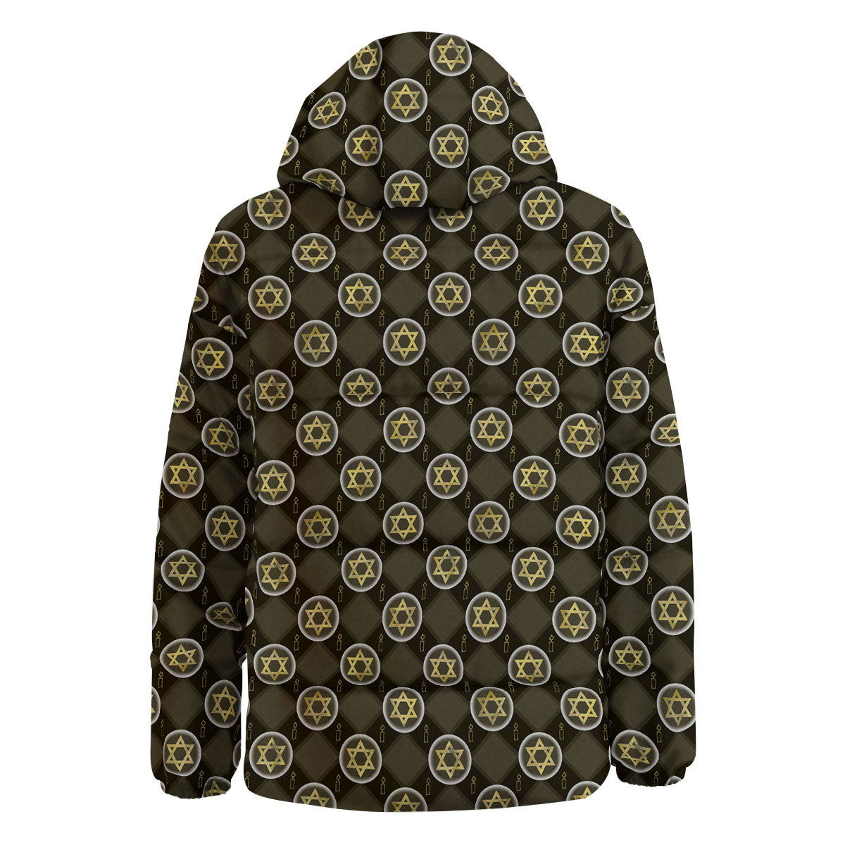 Star Of David Flaming Print Down Jacket-grizzshop