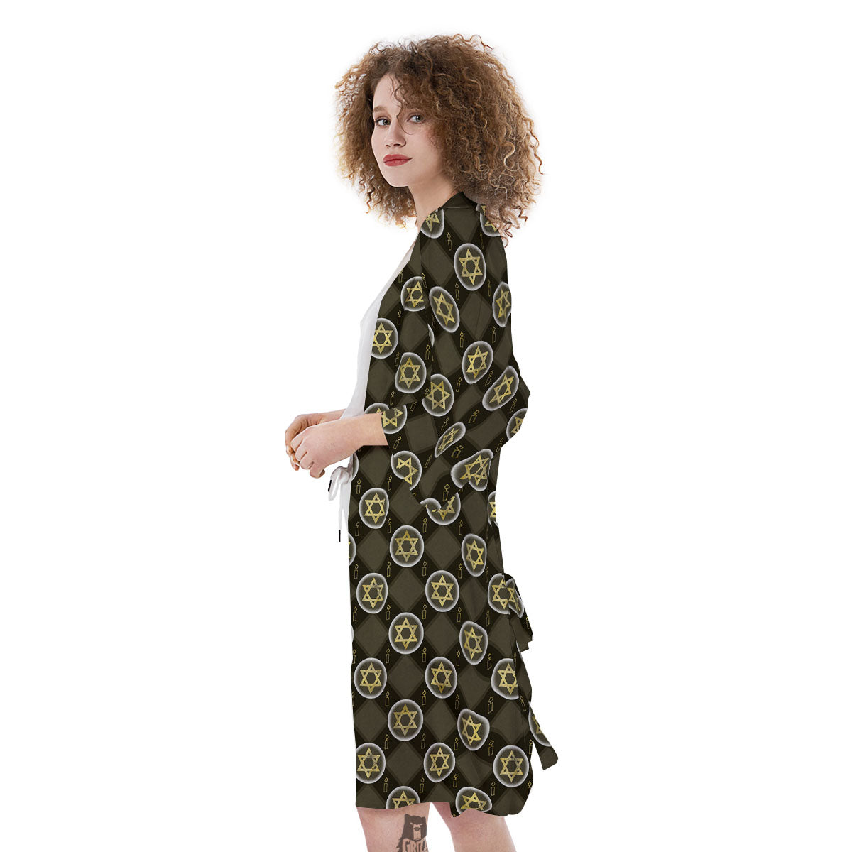 Star Of David Flaming Print Kimono-grizzshop