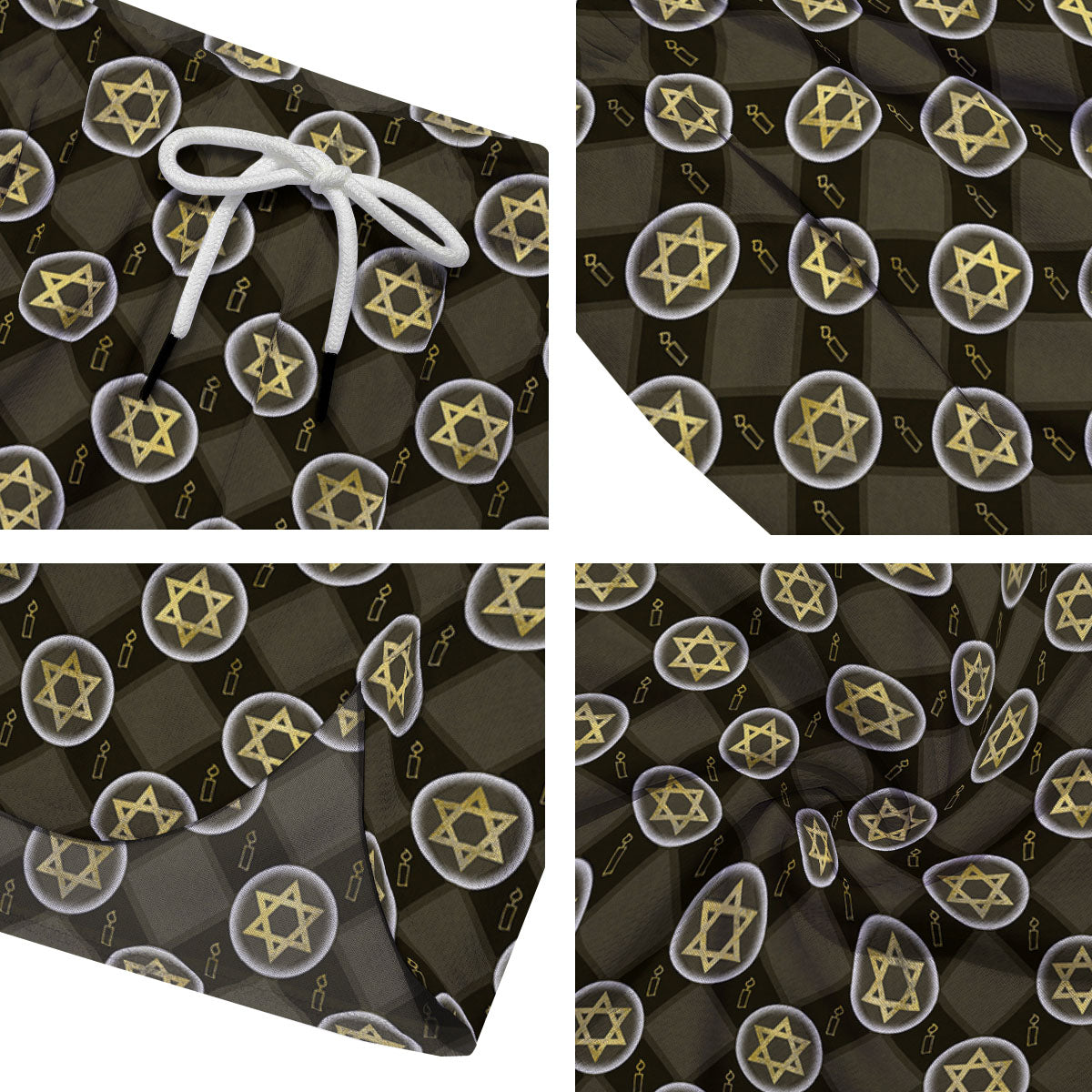 Star Of David Flaming Print Men's Running Shorts-grizzshop