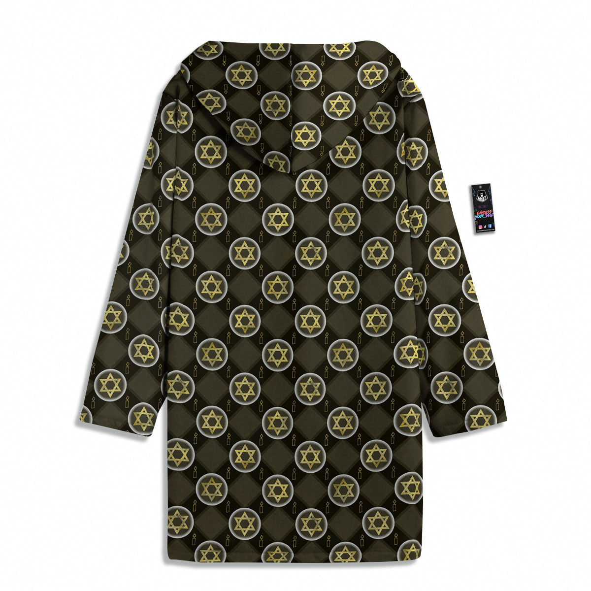 Star Of David Flaming Print Men's Windbreaker Jacket-grizzshop