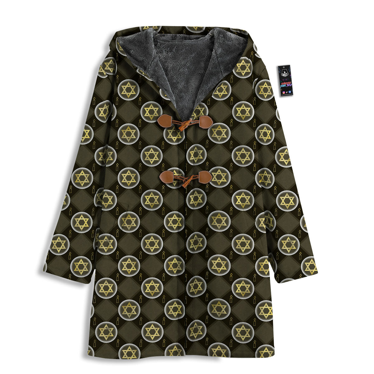 Star Of David Flaming Print Men's Windbreaker Jacket-grizzshop