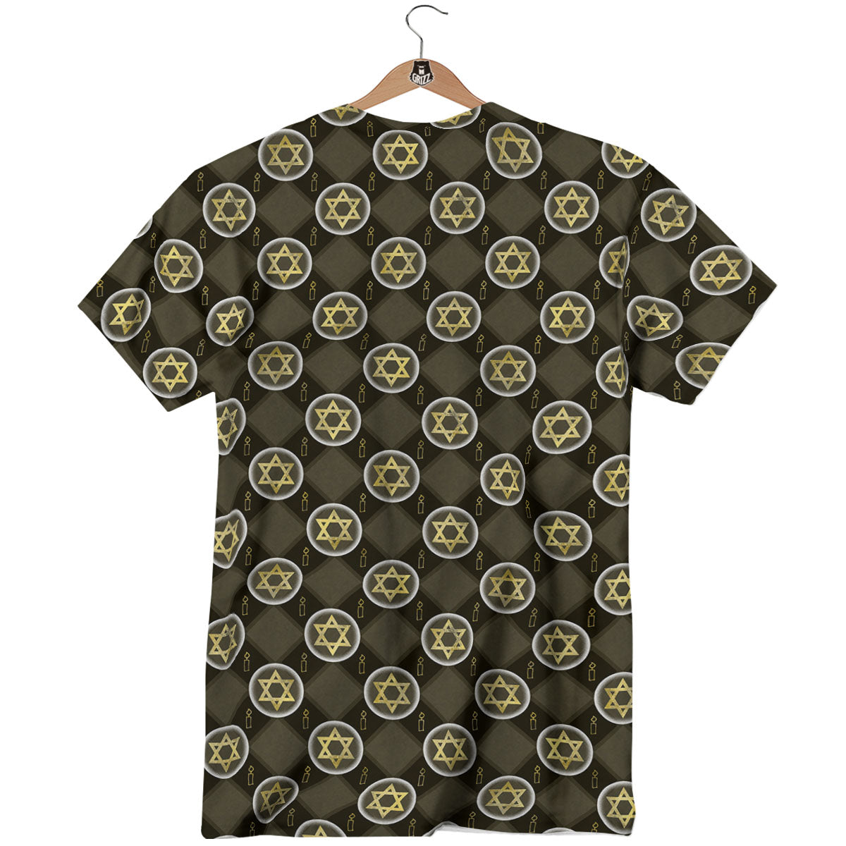 Star Of David Flaming Print T-Shirt-grizzshop