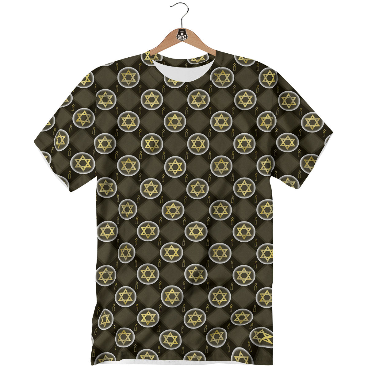 Star Of David Flaming Print T-Shirt-grizzshop