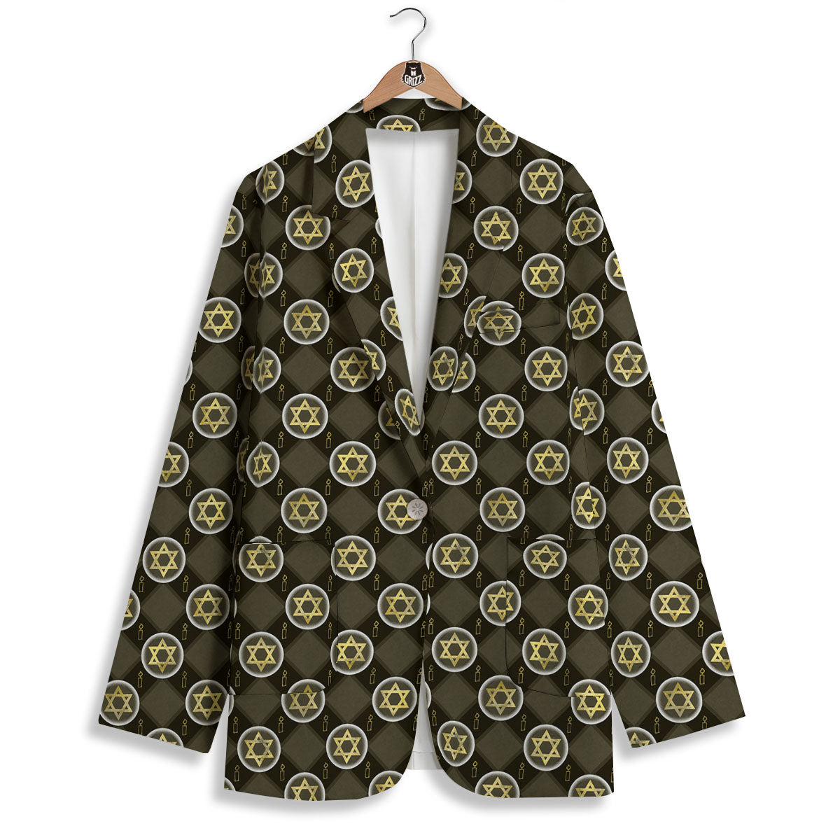 Star Of David Flaming Print Women's Blazer-grizzshop