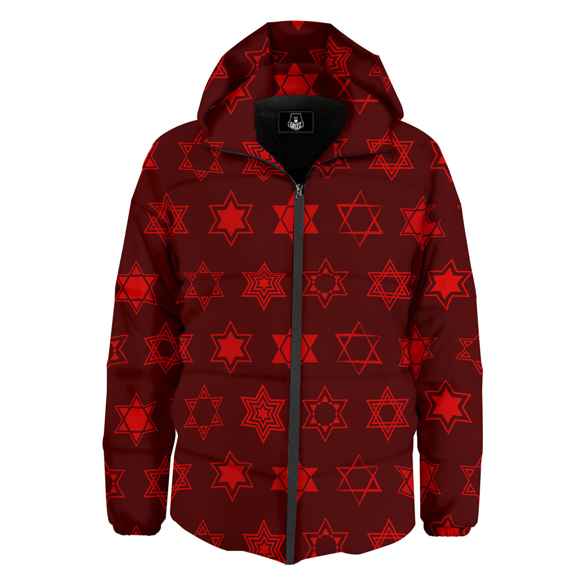 Star Of David Geometric Print Down Jacket-grizzshop