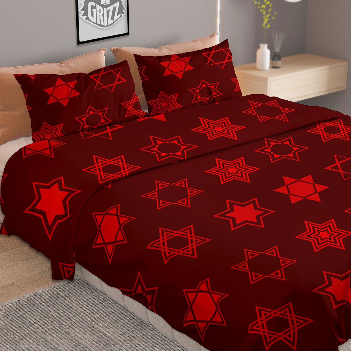 Star Of David Geometric Print Duvet Cover Bedding Set