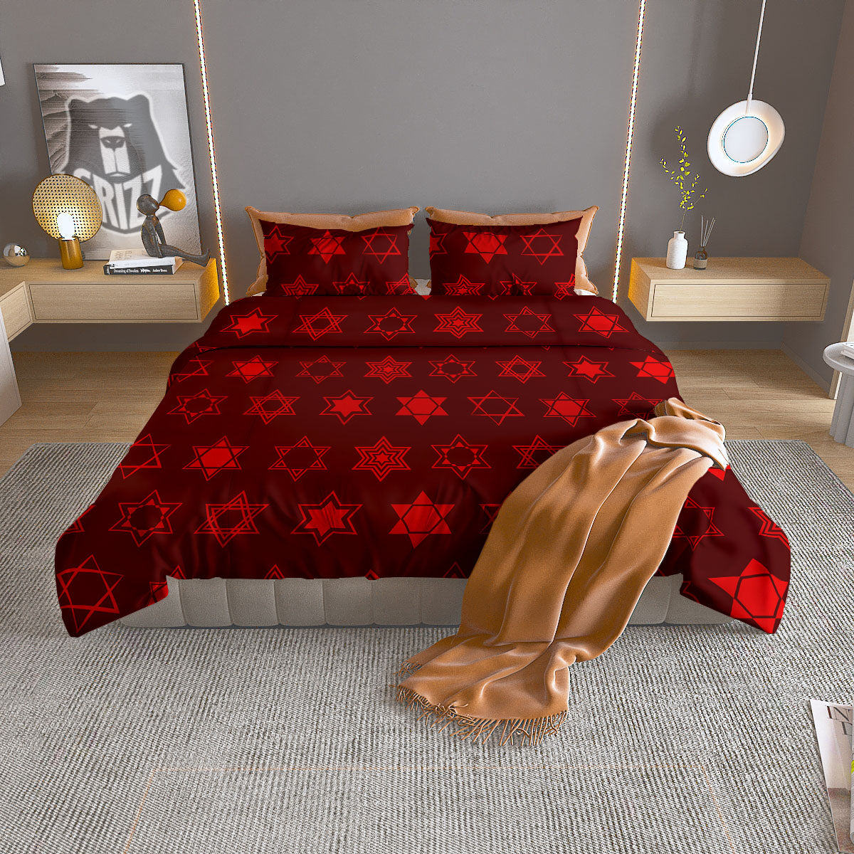 Star Of David Geometric Print Duvet Cover Bedding Set