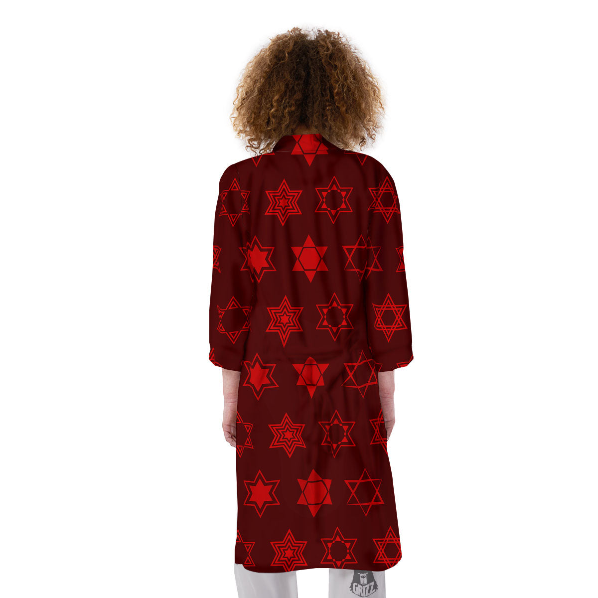 Star Of David Geometric Print Kimono-grizzshop