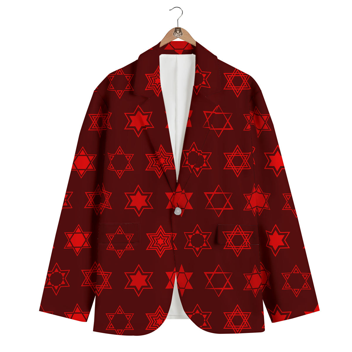 Star Of David Geometric Print Men's Blazer-grizzshop