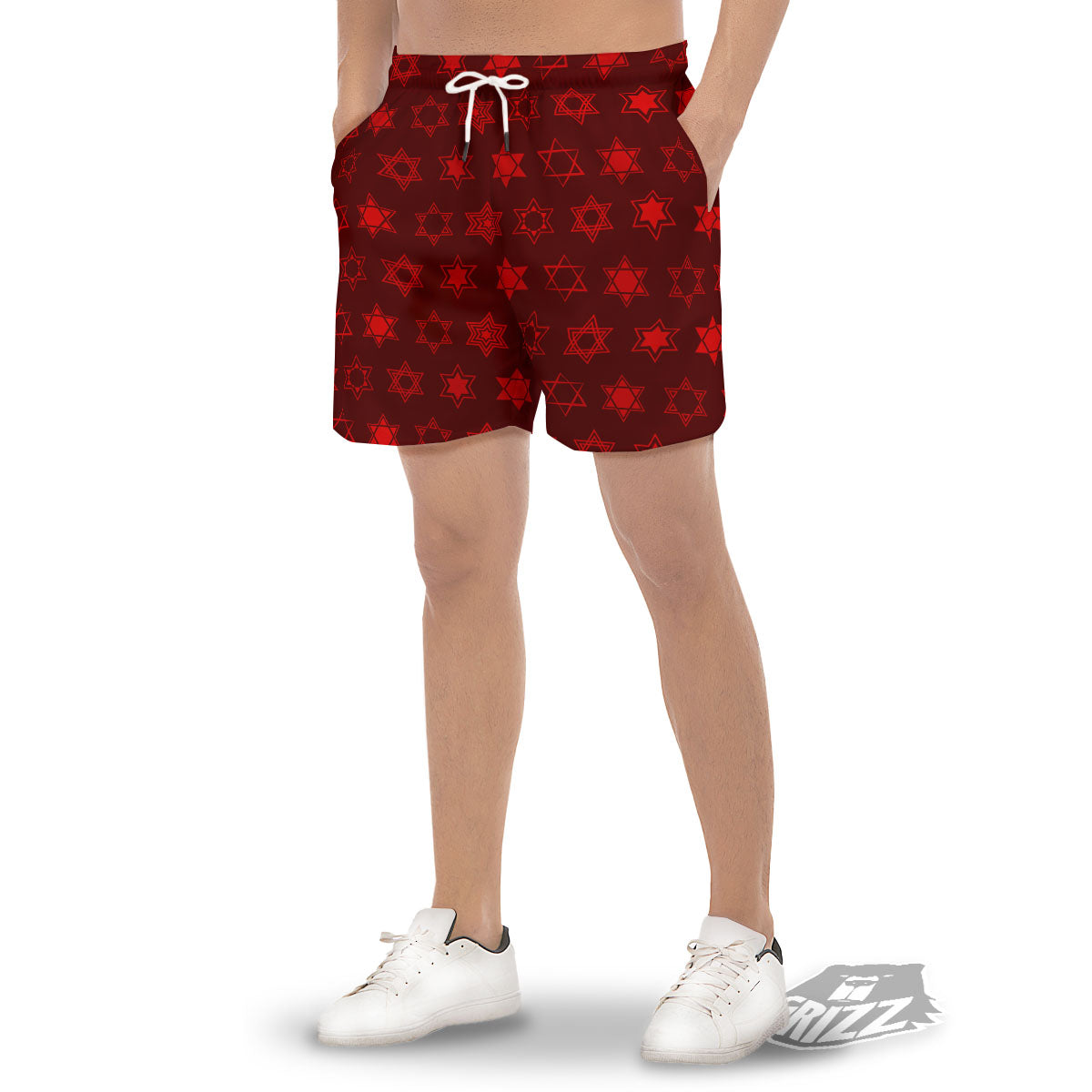 Star Of David Geometric Print Men's Gym Shorts-grizzshop