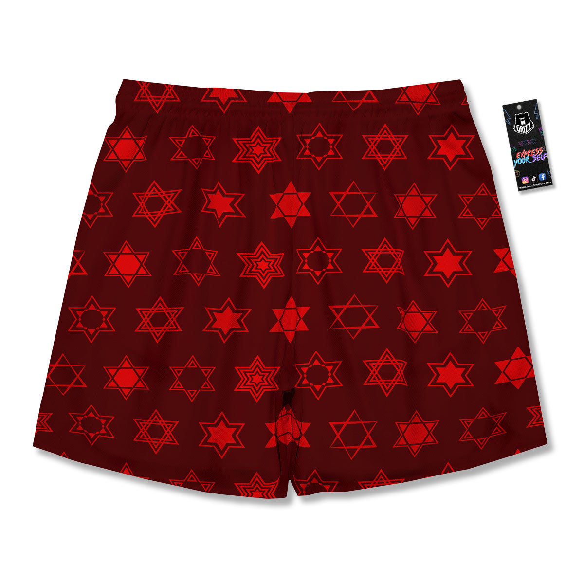 Star Of David Geometric Print Men's Running Shorts-grizzshop