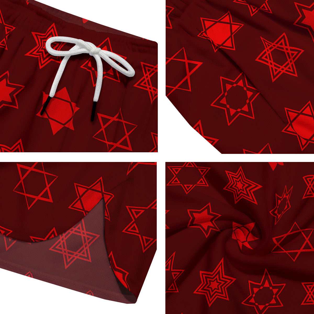 Star Of David Geometric Print Men's Running Shorts-grizzshop
