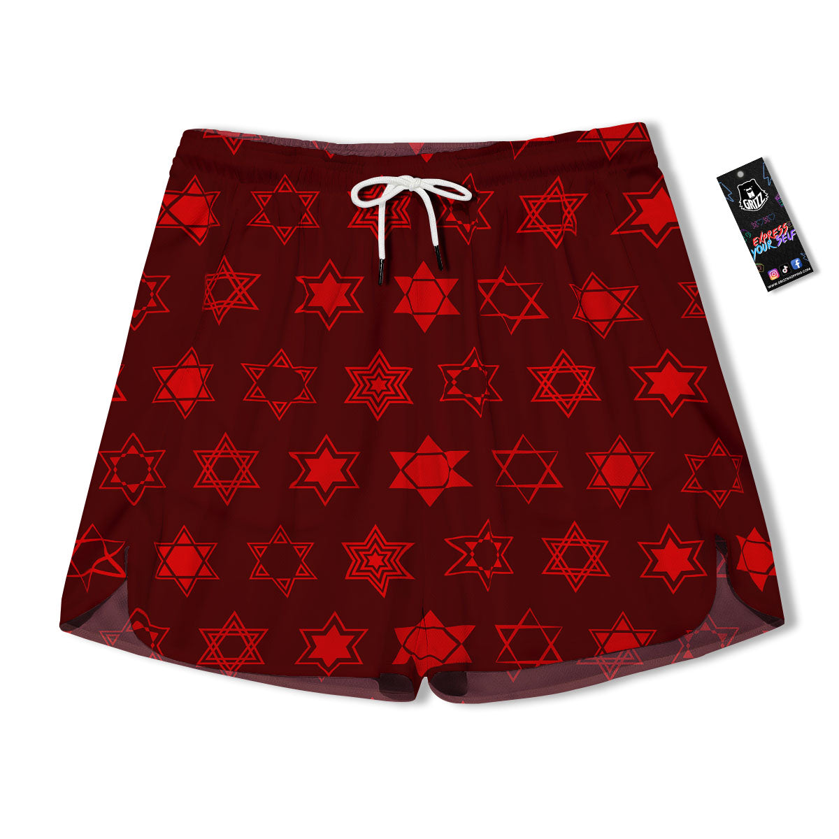 Star Of David Geometric Print Men's Running Shorts-grizzshop