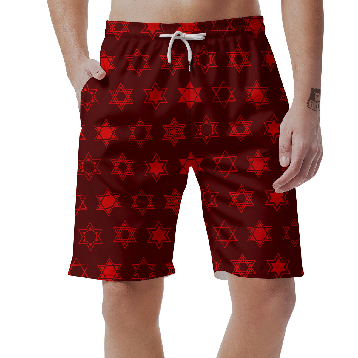 Star Of David Geometric Print Men's Shorts-grizzshop