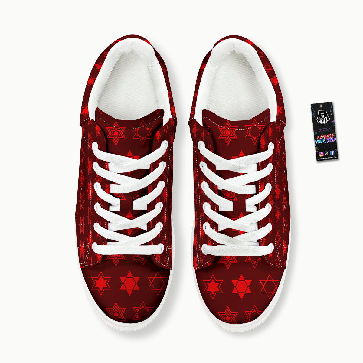 Star Of David Geometric Print Platform Shoes-grizzshop