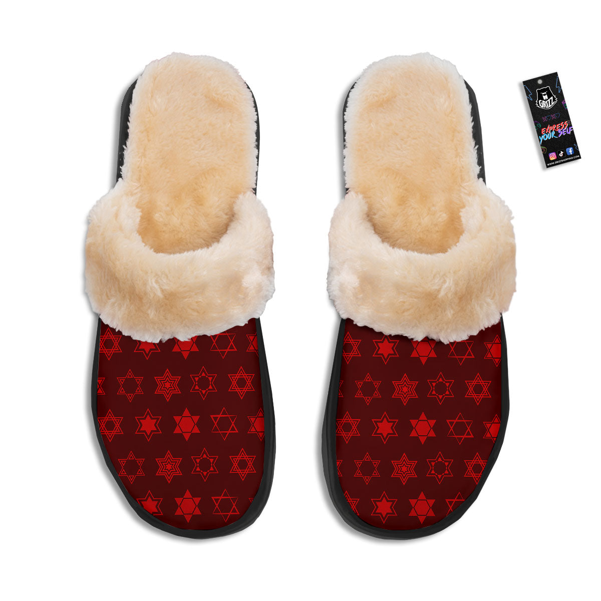 Star Of David Geometric Print Slippers-grizzshop