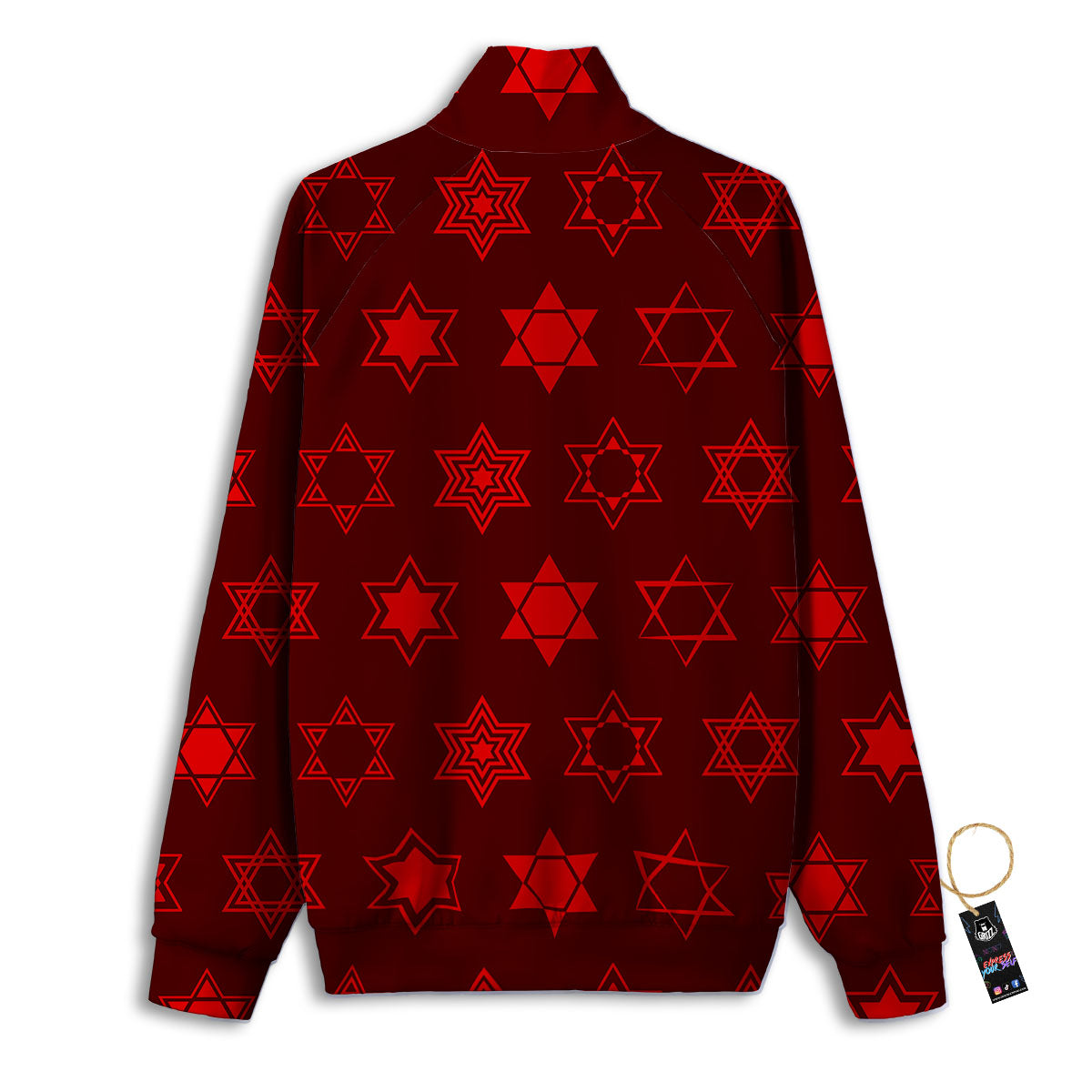 Star Of David Geometric Print Track Jacket-grizzshop